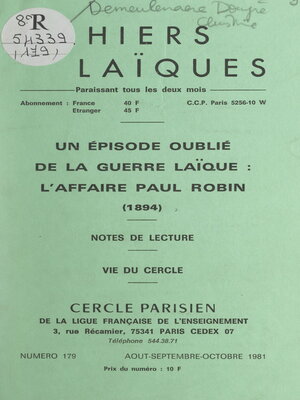 cover image of Un épisode oublié de la guerre laïque